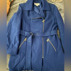 Micheal Kors trench coat blue with gold zippers